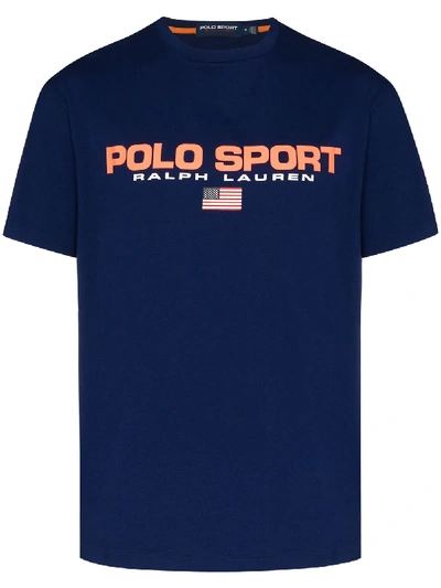 Shop Polo Ralph Lauren Sport Logo-print T-shirt In Blue