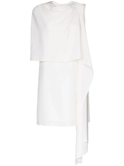 Shop Oscar De La Renta Draped Wool Mini Dress In White