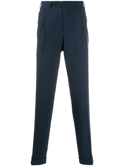 Shop Canali Straight-fit Tailored Trousers In Blue