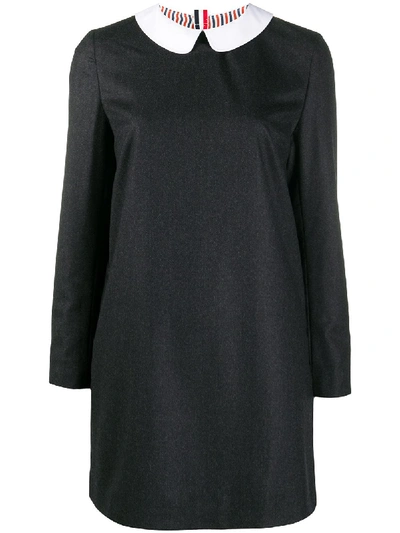 Shop Thom Browne Peter Pan Collar Shift Dress In Grey