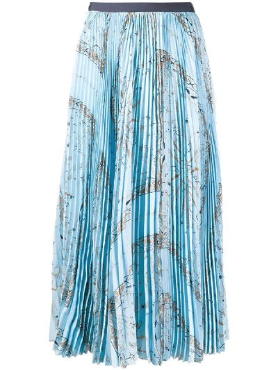 Shop Sacai Pleated Midi Skirt In Blue