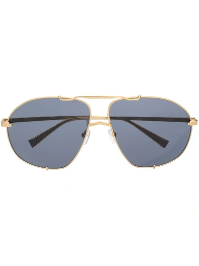 Shop Linda Farrow Oversized Aviator Sunglasses In Gold