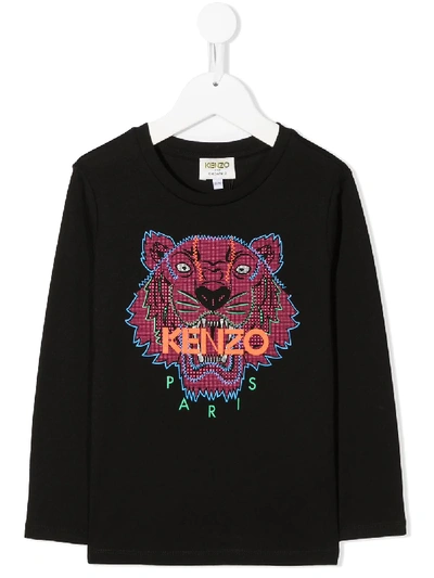 Shop Kenzo Tiger-print Organic Cotton T-shirt In Black