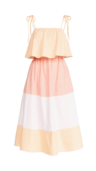 Shop English Factory Colorblocked Maxi Dress In Orange Multi