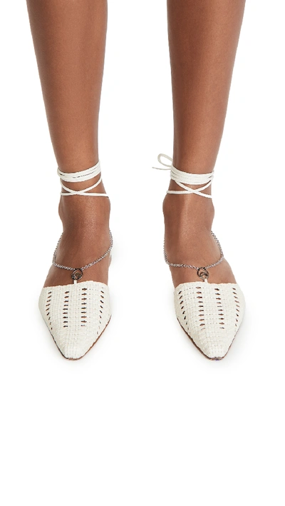 Shop Brother Vellies Olivia Chain Wrap Woven Flats In Ivory