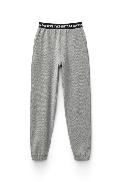 Shop Alexander Wang Logo Elastic Jogger In Stretch Corduroy In Heather Grey