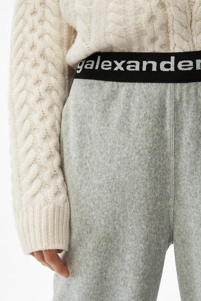 Shop Alexander Wang Logo Elastic Jogger In Stretch Corduroy In Heather Grey