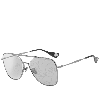 Shop A Bathing Ape Eyewear X Mastermind World Bmj001 V2.0 Sunglasses In Silver