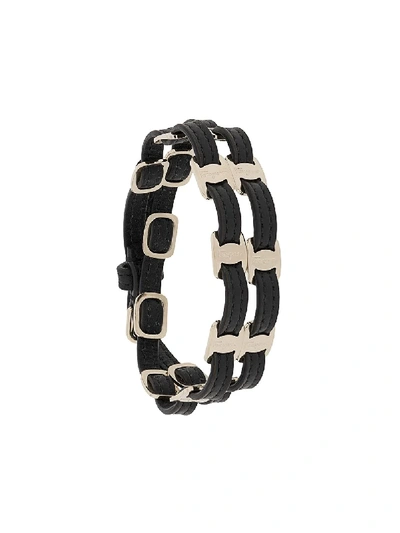 Shop Ferragamo Vara Double-strap Buckle Bracelet In Black