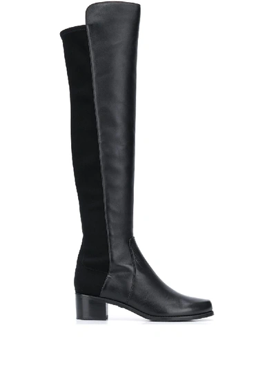 Stuart Weitzman Keelan City Microstretch And Leather Knee Boots In Black