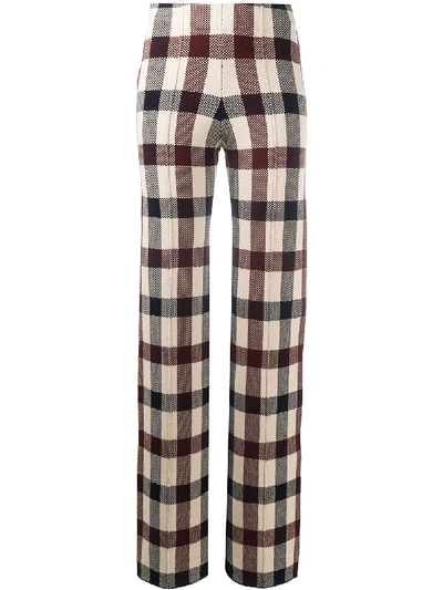 Shop Victoria Victoria Beckham Checked Trousers In Red