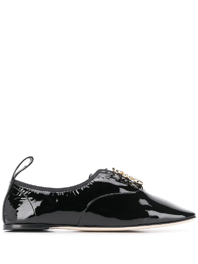 Shop Loewe Soft Derby Anagram Pumps In Black