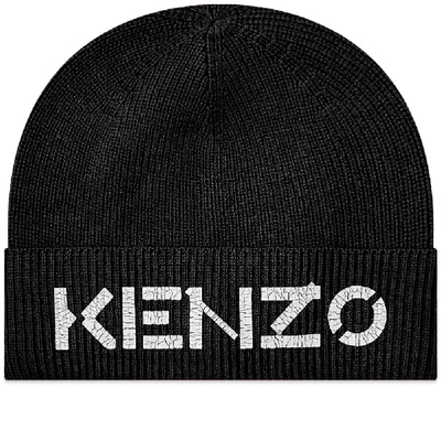 Shop Kenzo Painted Logo Beanie In Black