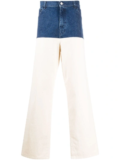 Shop Raf Simons Wide-leg Panelled Jeans In Blue