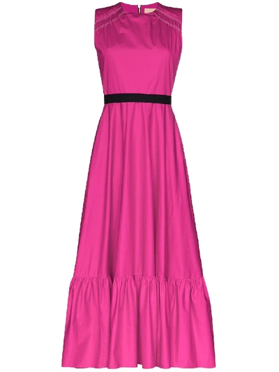 Shop Roksanda Blaise Pleated Maxi Dress In Pink