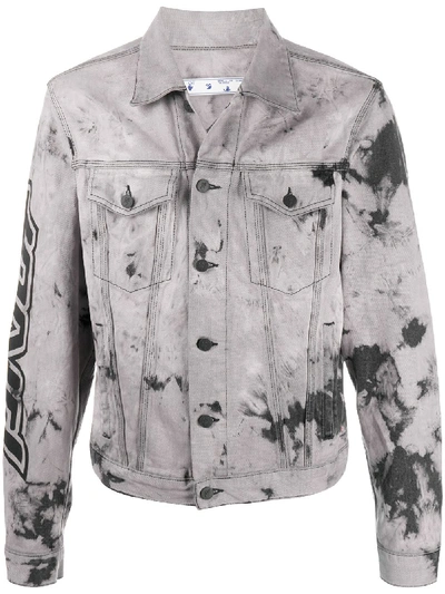 Shop Off-white Tie-dye Print Denim Jacket In Grey