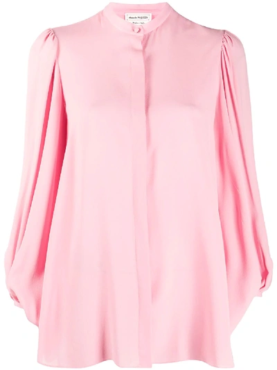 Alexander Mcqueen Pink Draped Sleeve Blouse In Pink