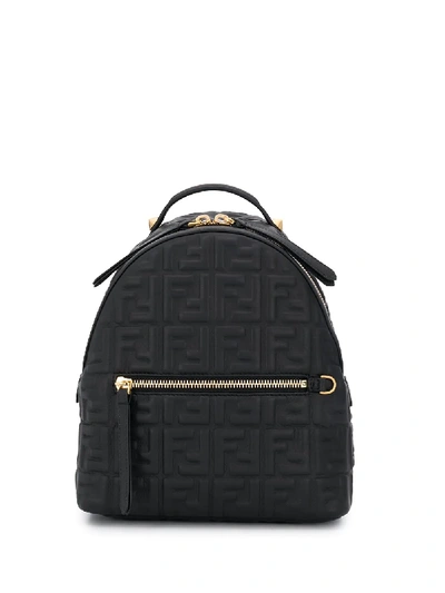 Shop Fendi Double F Embossed Backpack In Black