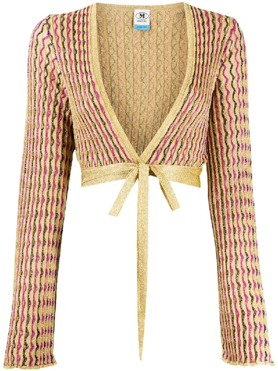 Shop M Missoni Cropped Knit Cardigan In Gold