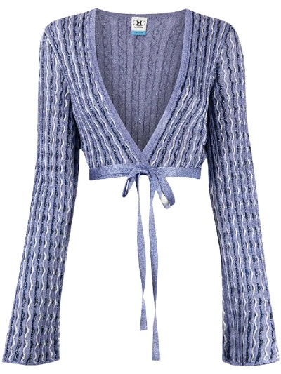 Shop M Missoni Cropped Tie-waist Cardigan In Purple
