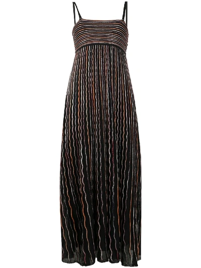 Shop M Missoni Fine-knit Embroidered Dress In Black