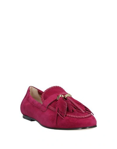 Shop Tod's Woman Loafers Garnet Size 7.5 Soft Leather In Red