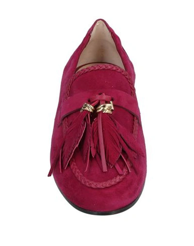 Shop Tod's Woman Loafers Garnet Size 7.5 Soft Leather In Red