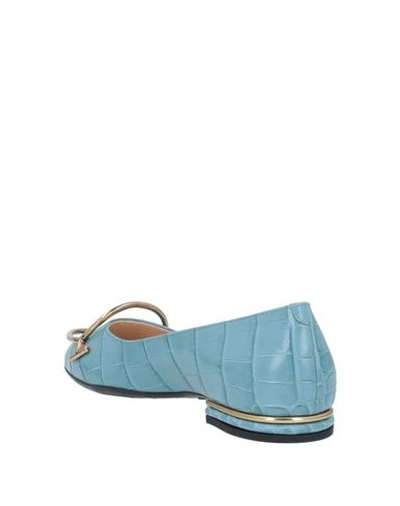 Shop Tod's Woman Ballet Flats Pastel Blue Size 5.5 Soft Leather