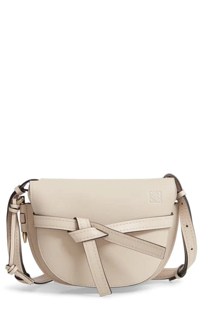 Shop Loewe Small Gate Leather Crossbody Bag In Light Oat