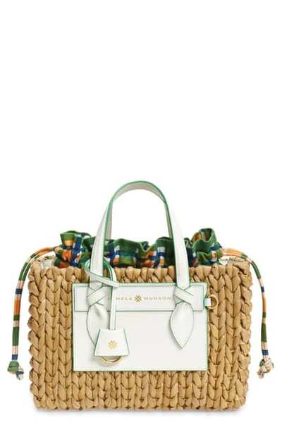 Shop Pamela Munson The Beatrix Straw Handbag In White/ Natural