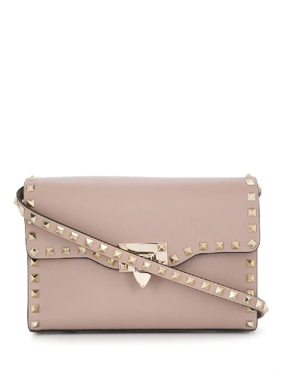 Shop Valentino Rockstud Small Leather Shoulder Bag In Pink