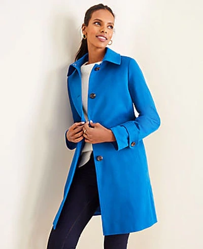 Shop Ann Taylor Petite Mac Trench Coat In Washed Cobalt