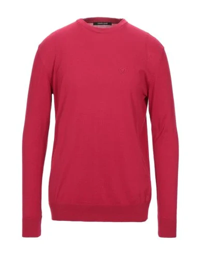Shop Roberto Cavalli Man Sweater Garnet Size S Cotton In Red