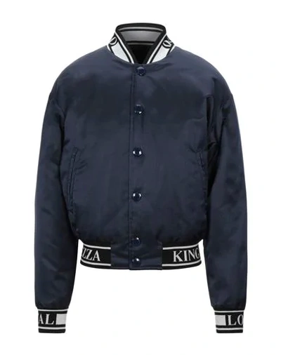 Shop Dolce & Gabbana Man Jacket Midnight Blue Size 40 Polyester, Silk