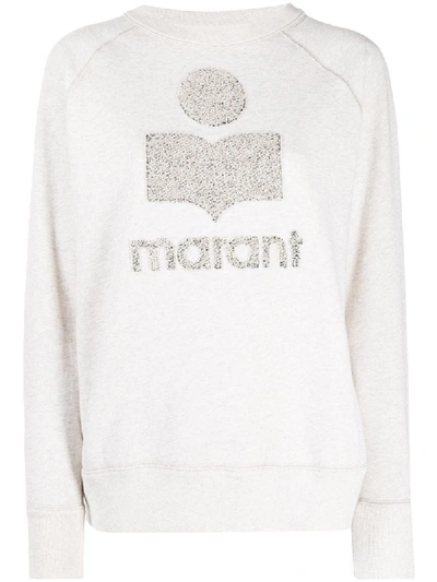 Shop Isabel Marant Étoile Flocked Logo Sweatshirt In Neutrals