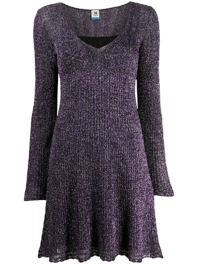 Shop M Missoni Lurex Fine-knit Swing Dress In Purple