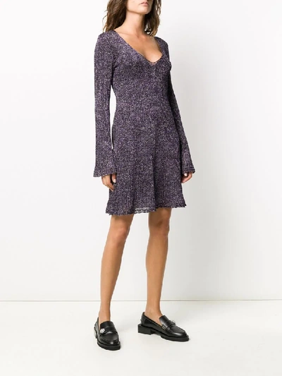 Shop M Missoni Lurex Fine-knit Swing Dress In Purple