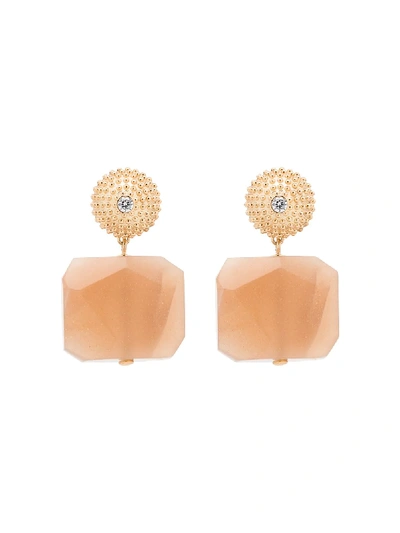 GOLD-PLATED MOONSTONE PEACHY SUNSET EARRINGS