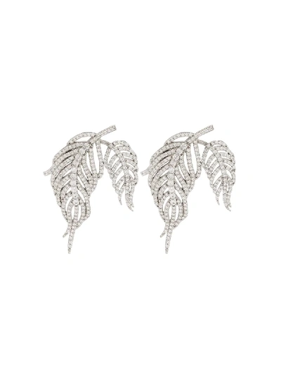 Shop Apples & Figs Hermes Crystal-embellished Sterling Silver Earrings In Metallic