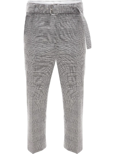 Shop Jw Anderson Plaid Cropped Trousers In Grey