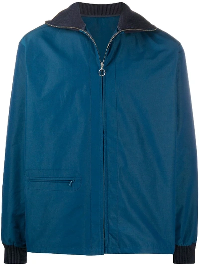 Shop Anglozine Zipped Shirt Jacket In Blue