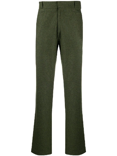 Shop Anglozine Straight Leg Tailored Trousers In Green