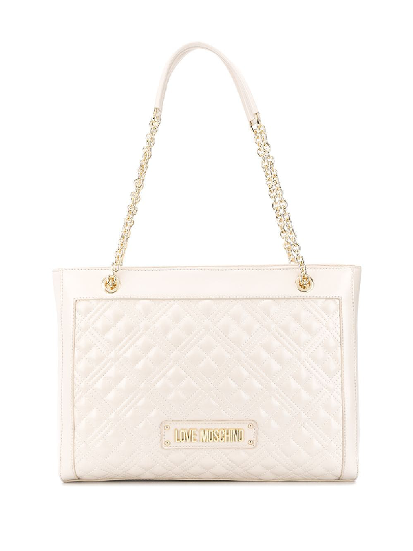 moschino quilted tote bag