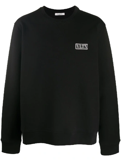 Shop Valentino Vltn Crew Neck Sweatshirt In Black
