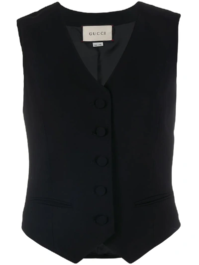 Shop Gucci Single-breasted Waistcoat In Black