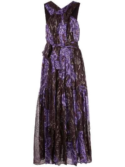 Shop Ulla Johnson Adora Abstract Print Midi Dress In Purple
