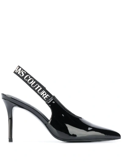 Shop Versace Jeans Couture Pointed Pantent Mules In Black