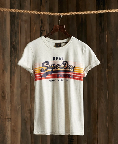 Shop Superdry Women's Vintage Logo Retro Rainbow T-shirt Light Grey Size: 8