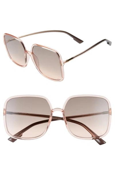 Shop Dior Stellair 59mm Square Sunglasses In Coral/ Grey Fuschia