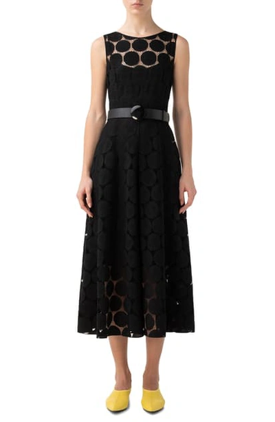 Shop Akris Punto Dot Lace Sleeveless Dress In Black